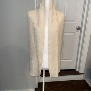 Elegant Soft Beige Portolano 100% Cashmere Cable knit Scarf Quiet Luxury